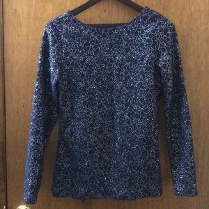 Shirt/ Blouse- Navy Blue with Silver Accents